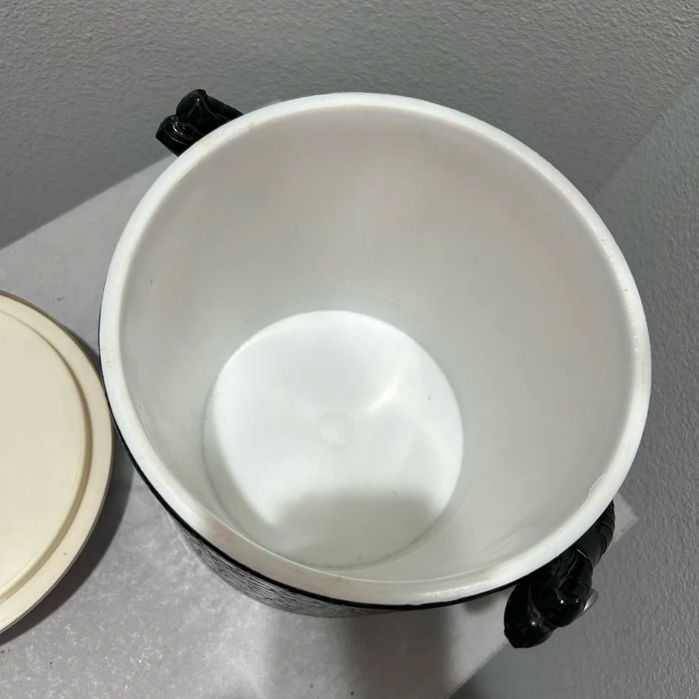 Vintage! Black Faux Leather Ice Bucket